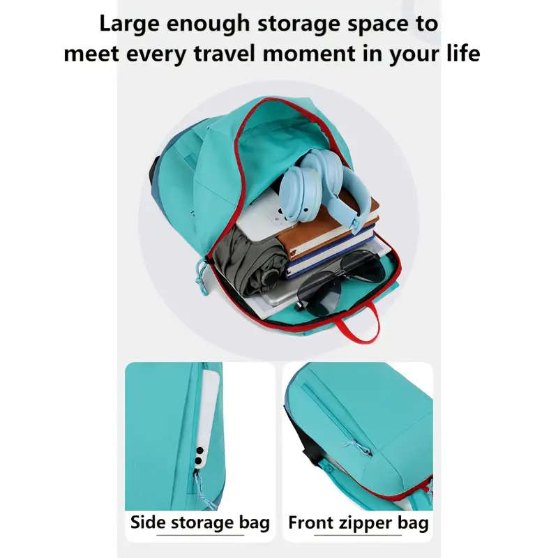 1pc Lightweight Teal Outdoor Backpack Sporty Comfortable Fashion Travel Mini Pack with Zip Closure