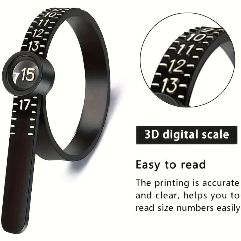 1pc Magnifying Caliper Ring Sizer PVC Durable Measuring Tool with Built-in Magnifier Uncharged Preci
