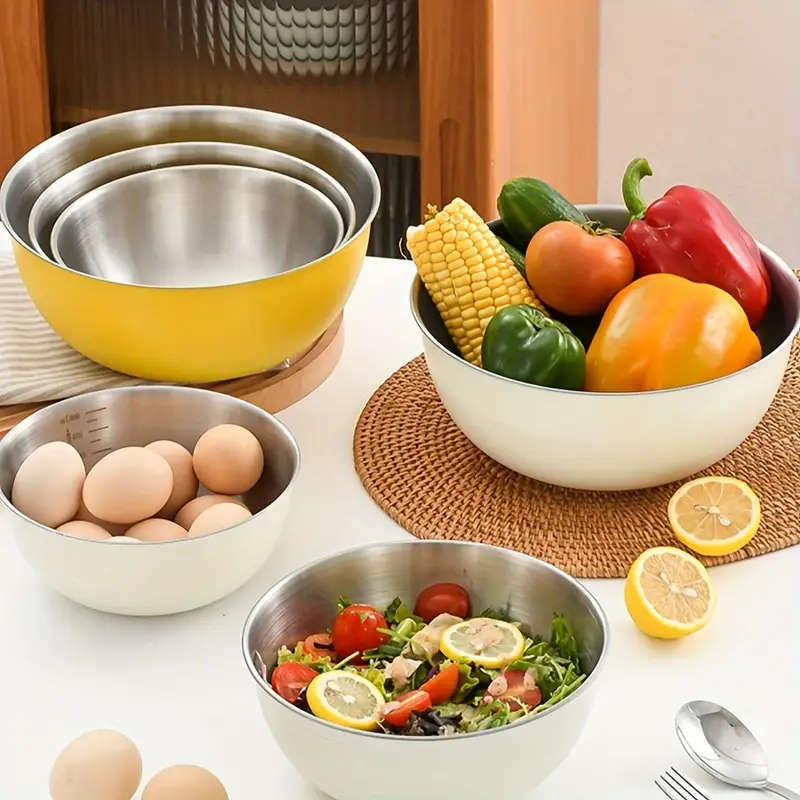 3pcs Stainless Steel Kitchen Set Rust-Resistant Mixing Bowls for Baking Salad Noodles Large Capacity