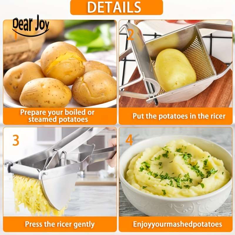 1pc Stainless Steel Professional Potato Ricer for Mashed Vegetables and Kitchen Tool No Electricit