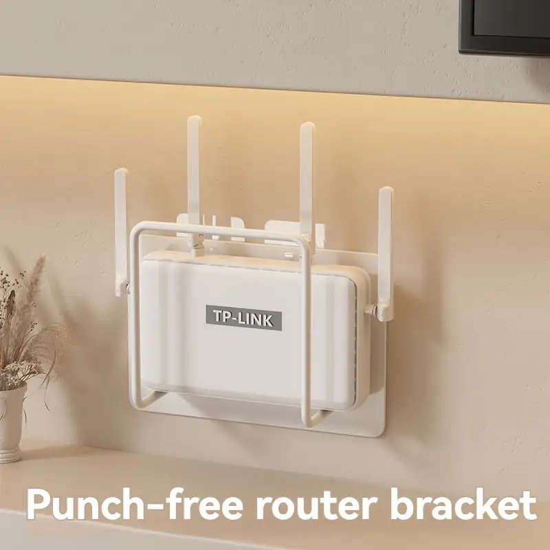 1pc Router Placement Rack Wifi Rack Fixer Wall Mount Set Top Box Punch-Free Storage Box Rack Utility