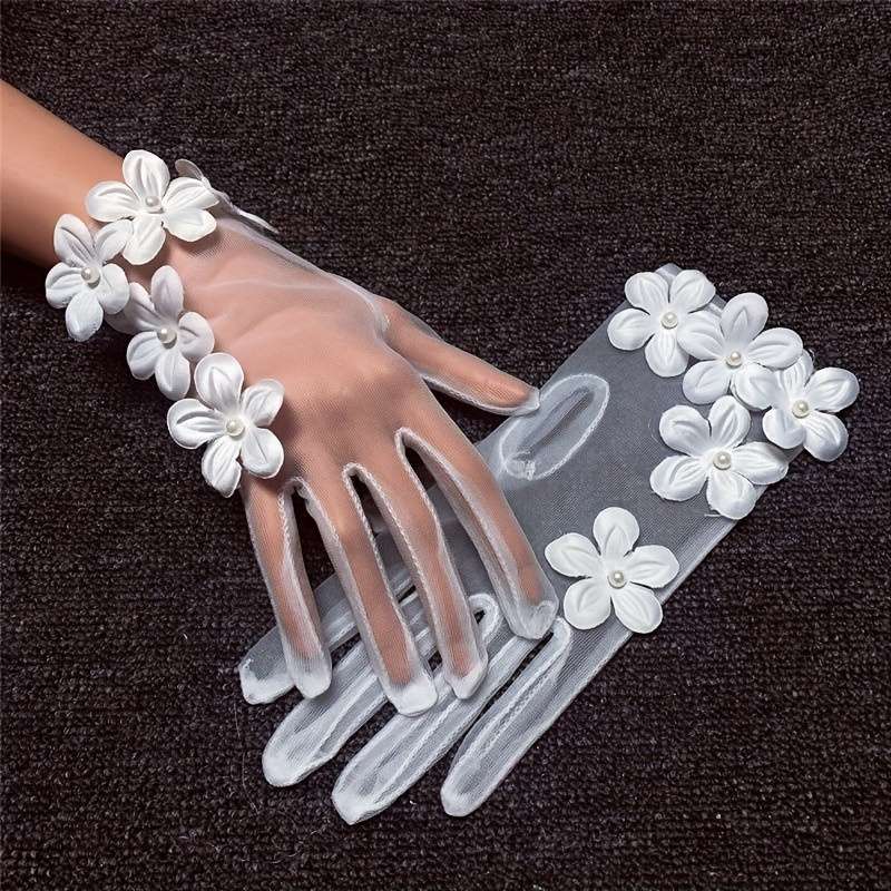 1 Pair White Bridal Wedding Gloves
