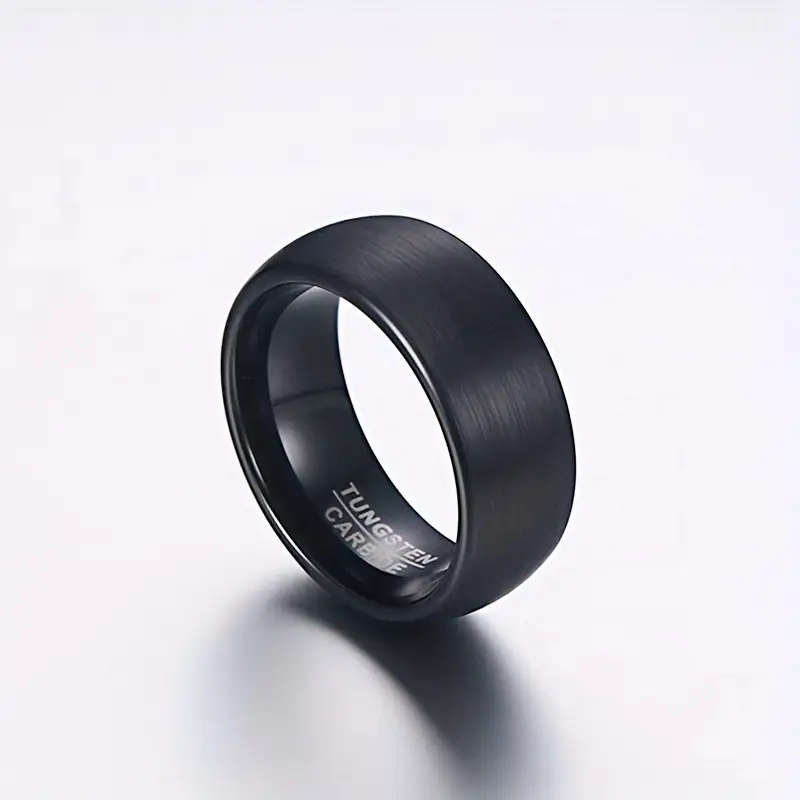 8mm Matte Finish Tungsten Steel Wedding Band for Men