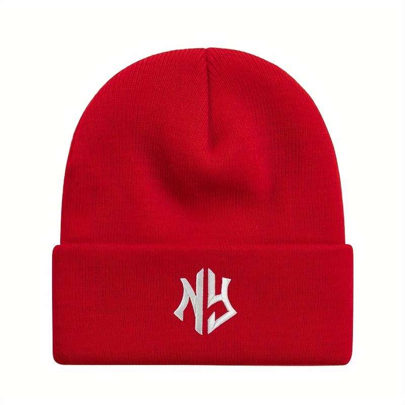 1pc Unisex Embroidered Letter Acrylic Knit Beanie Casual Style 100% Acrylic Warm Skull Cap for