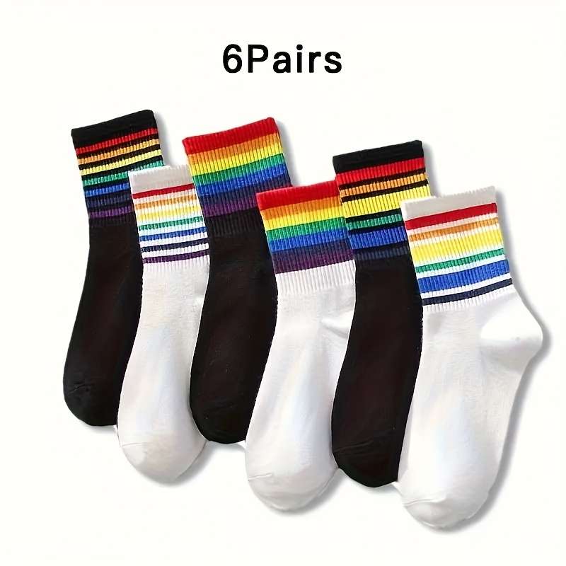6 Pairs Mixed Color Pack One Size High Elastic Socks