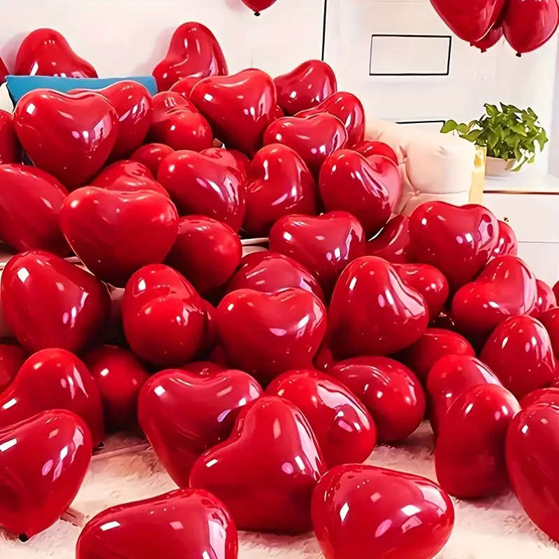 20 Red Heart-Shaped Balloons