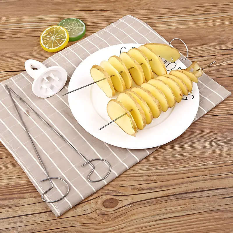 6 Piece Stainless Steel Spiralizer Set - Multi-Functional Manual Vegetable Cutter