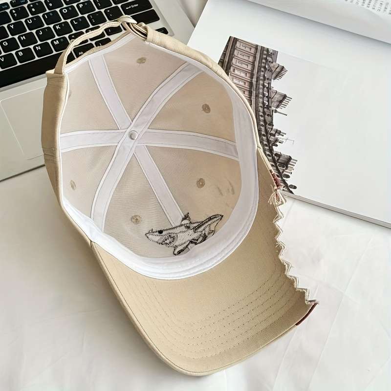 1pc Cape Code Shark Baseball Cap Distressed Design with Shark Logo Breathable Cotton Perfect fo