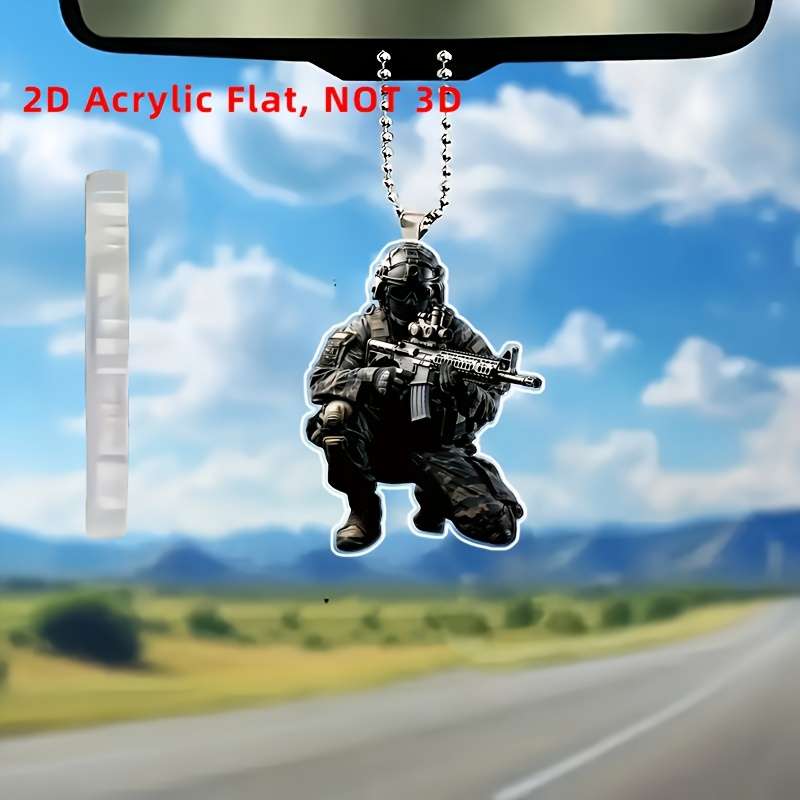1pc 2D Flat  Men'S and Women'S Keychain Holiday Ornament Flat Acrylic Special Forces Soldier Car Re