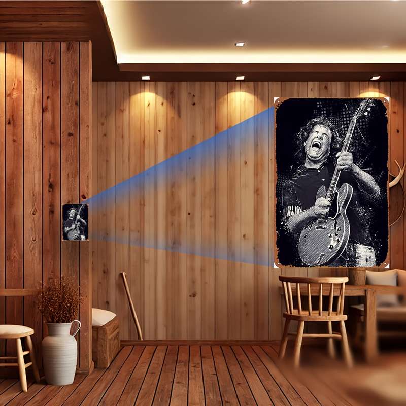 1pc Vintage-Inspired Gary Moore Guitar Metal Tin Sign Waterproof Weather-Resistant Universal Wal