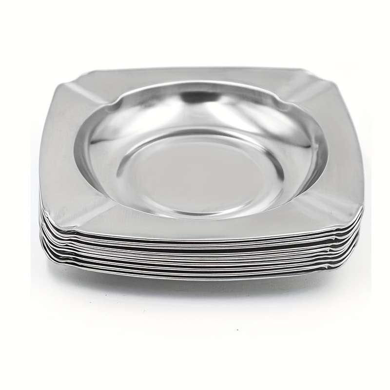 10pcs Stainless Steel Ashtray Set Traditional Square Design for Indoor Outdoor Use Durab