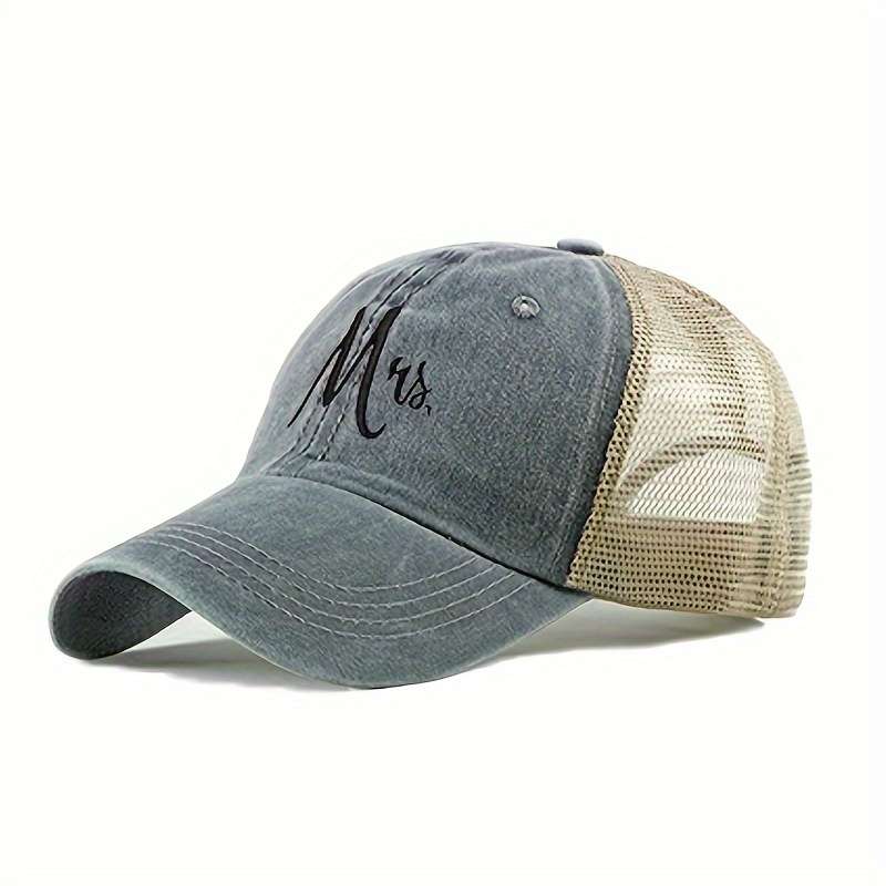 1pc Vintage Washed Baseball Cap with Embroidered Logo Breathable Adjustable Trucker Hat for All Se