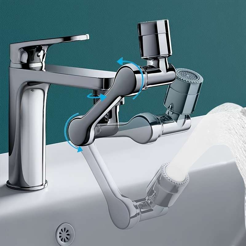 1Pc Silvery Universal Mechanical Arm Faucet