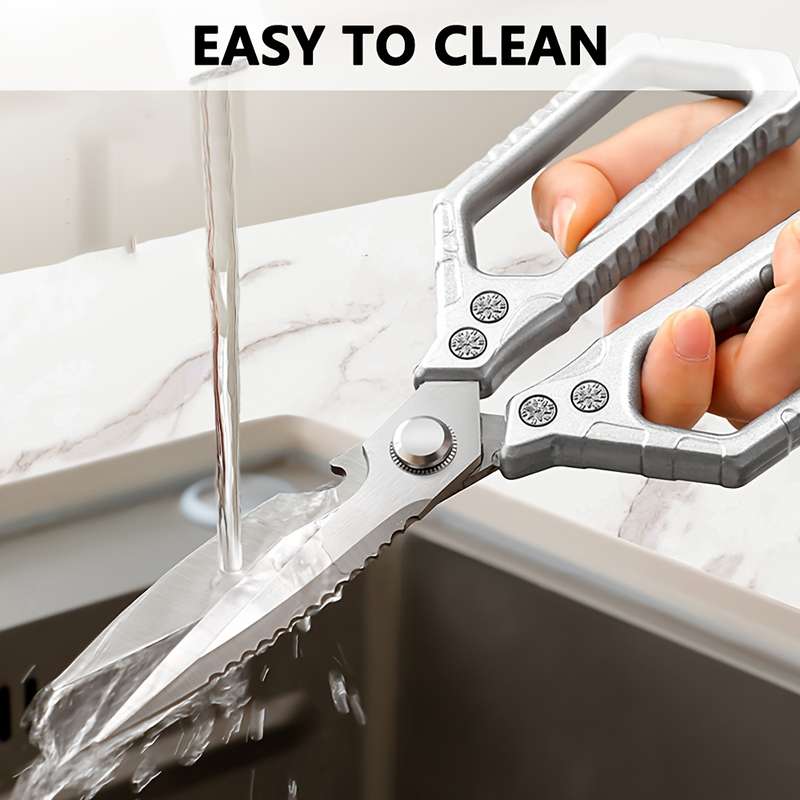 1pc Heavy-Duty Stainless Steel Kitchen Scissors Multi-Purpose Meat Bone Cutting Sharp Du