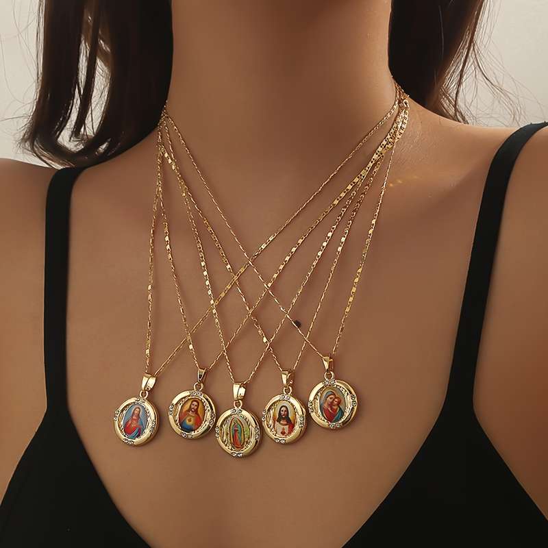 1 Piece Light Yellow Jesus Theme Pendant