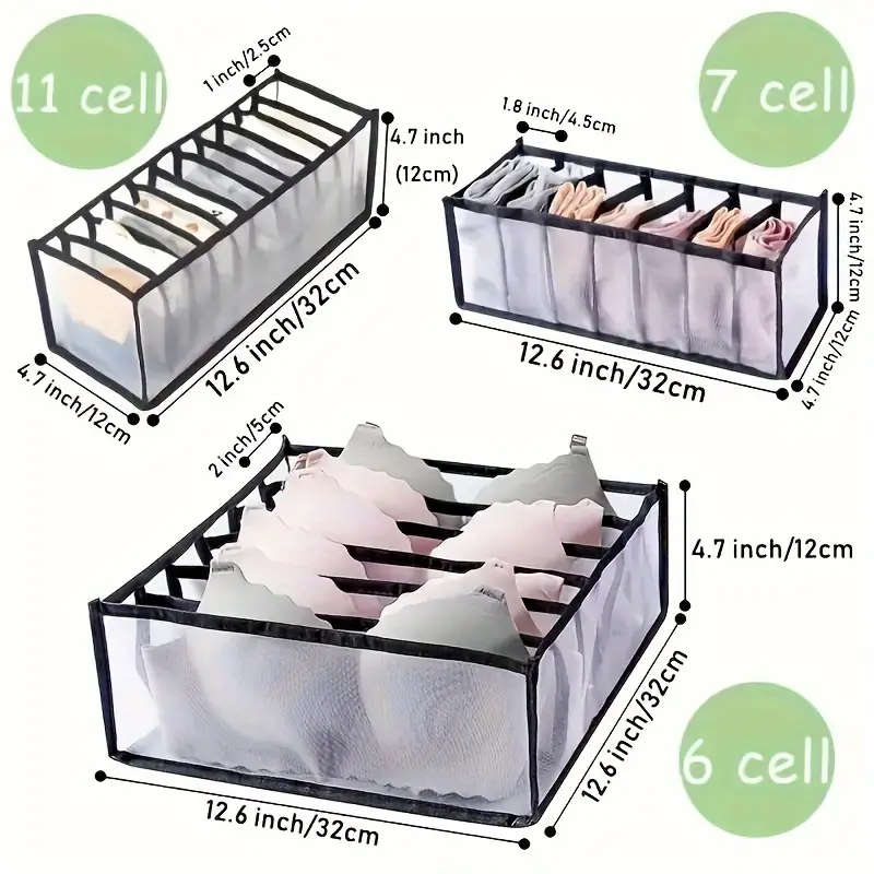 Set of Three Non-Woven Fabric Storage Boxes