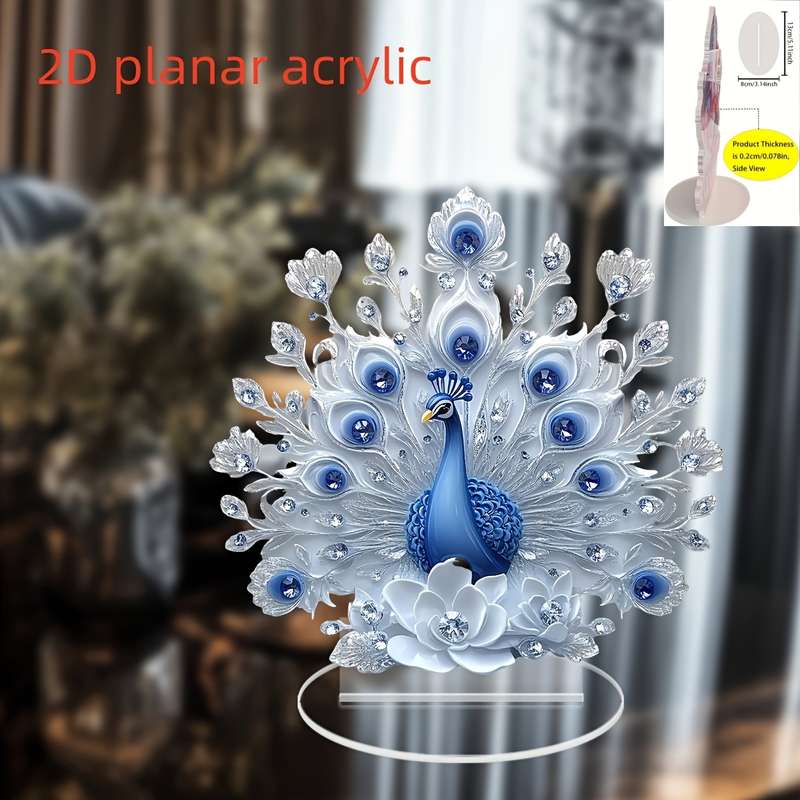 1pc 2D Flat    Acrylic Crystal PeaRooster Acrylic Desktop Decoration  PrintSmall O
