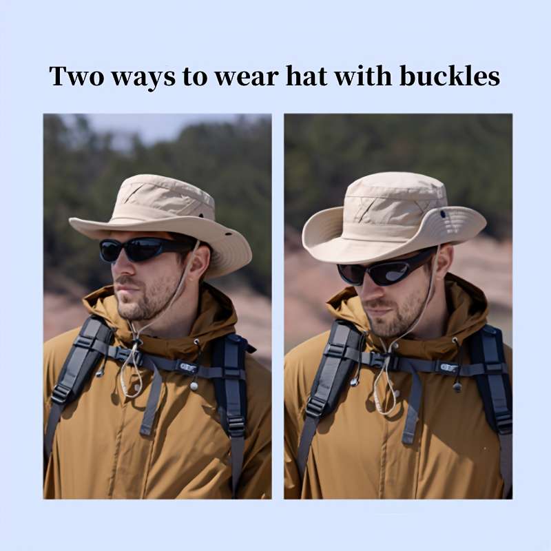 1pc Adjustable No-Logo Beige Bucket Hat with Cross Strap Durable Polyester Ideal for Outdoor Ad
