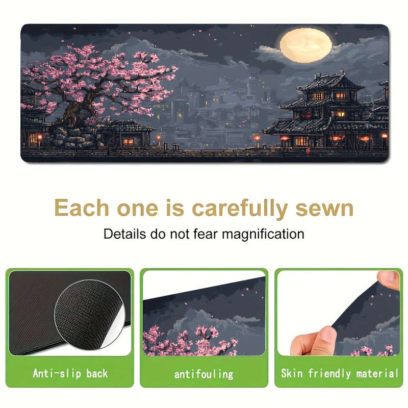 1pc 30x80cm Vibrant Cherry Blossom Night Scene Mouse Pad Gaming