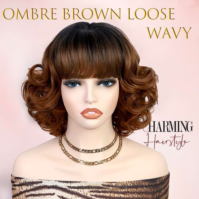 1Pc Ombre Brown 25.4cm Fashion Design Wig