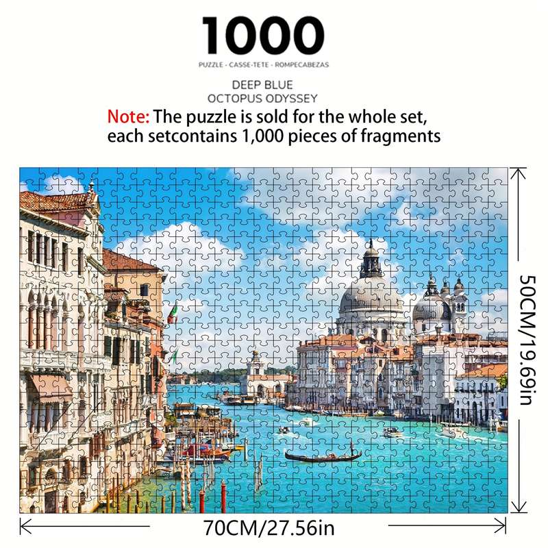 1000pcs Venice Canal Scene Jigsaw Puzzle Challenging Relaxing DIY Puzzle for Adul
