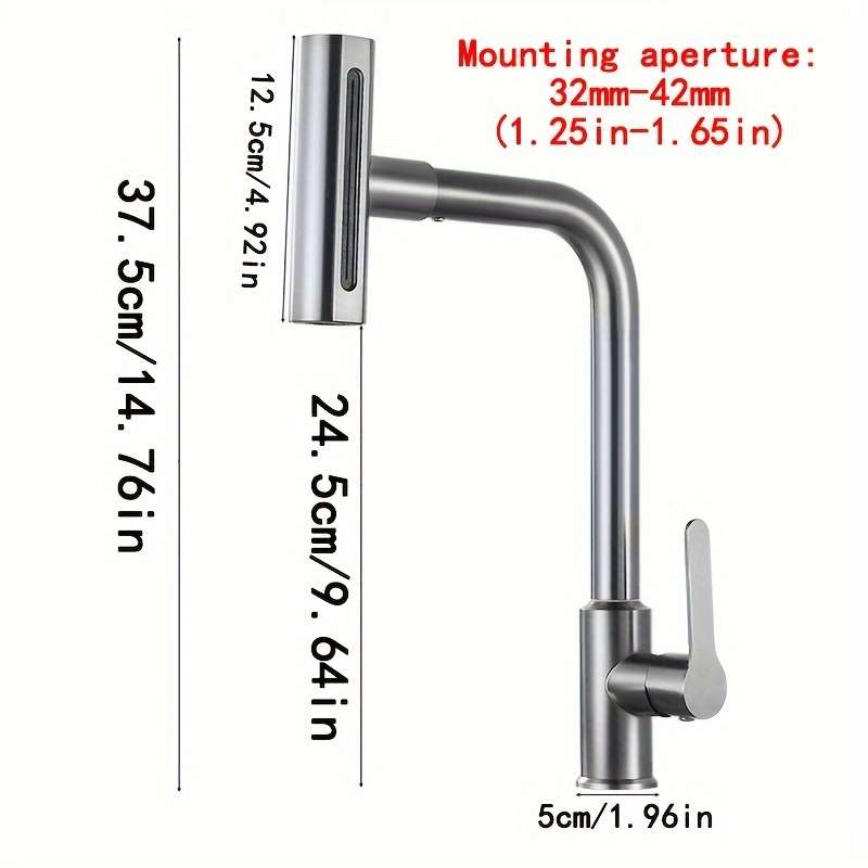 1pc Commercial Not Four Modes Of Outlet Kitchen Faucet With Sprayer Plus 60CM Inlet Pipe Rotary Sp