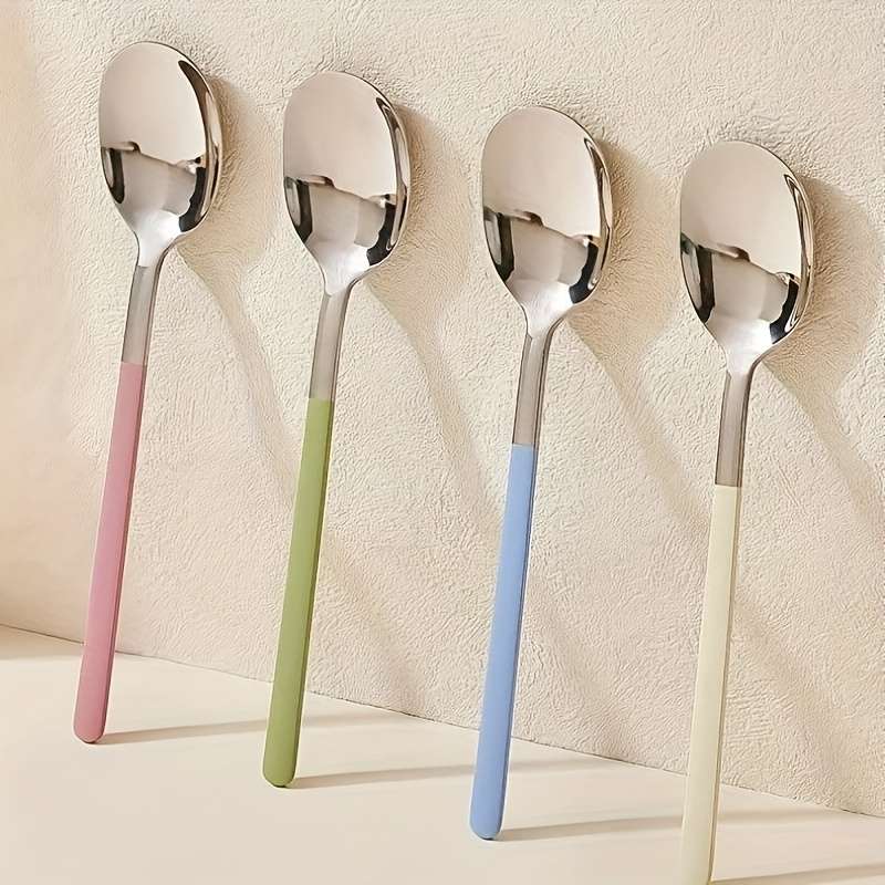 4pcs Set of Stainless Steel Spoons Dessert Spoons Coffee Spoons Mixing Spoons Perfect for H