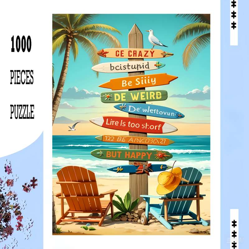 1000pcs Beach Sign Puzzle a Challenging DIY Brain Game Cardboard Puzzle Suitable fo