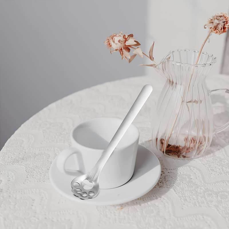 1pc Cat Claw Spoon Drinking Spoon Small Coffee Spoon Steel Dessert Spoon Handle Spoon Yogu