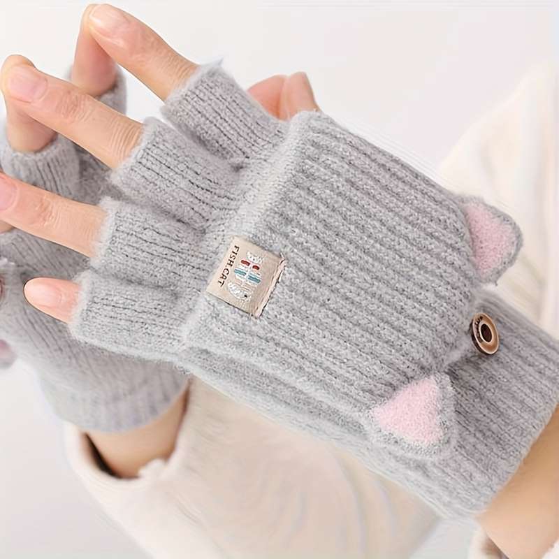 1 Pair Pink One Size Warm Gloves