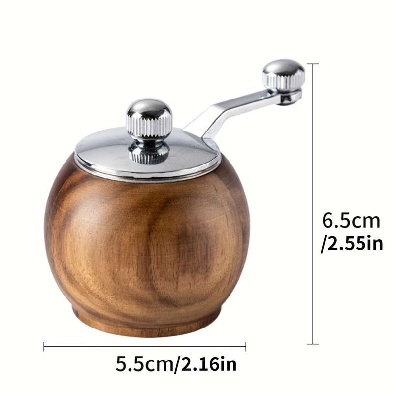 1pc Wooden Manual Pepper Grinder Hand-Crank Sea Salt Black Pepper Mill Rustic Kitchen Tool