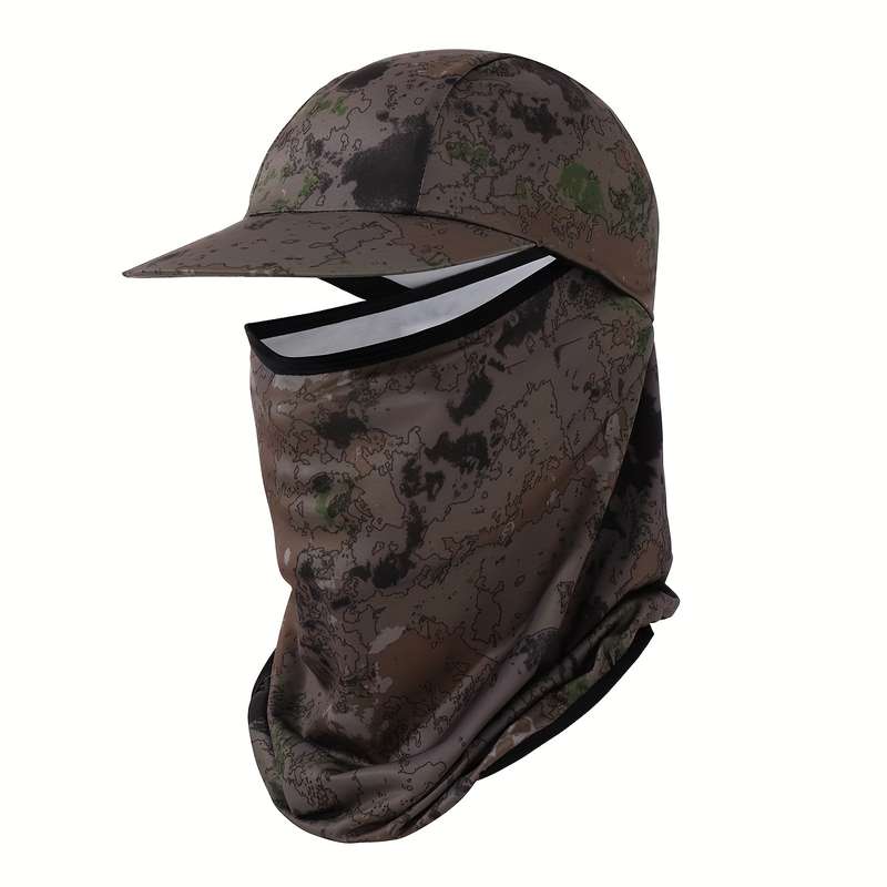 1pc Multi-Color Wide-Brim Sun Hat with Face Mask Stylish Knit Polyester Ideal for Fishing H