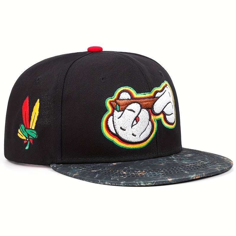 1pc Two handed cigarette style embroidered snapback cap for men women fashionable sun visor cap hip