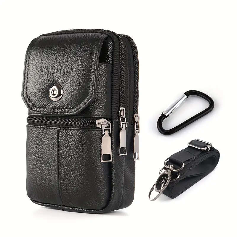 1pc Men's Simple Fashion Waist Bag Top Layer Cowhide Belt Hanging Fanny Pack Ideal For Walking