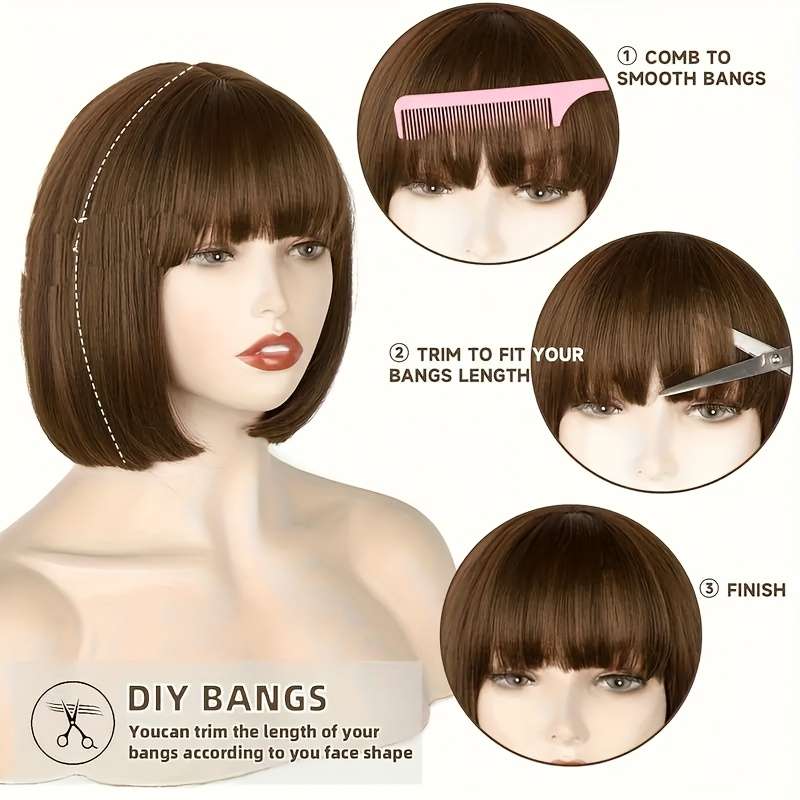 1Pc Dark Brown 30.48cm Fashion Design Wig