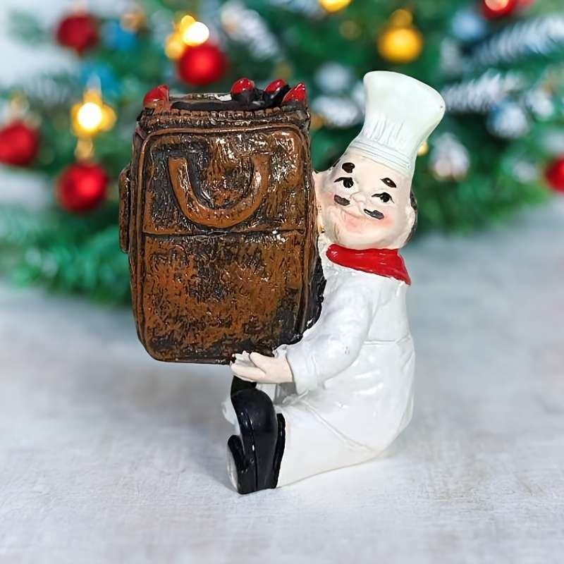 1pc Chef Figurine Toothpick Holder Charming Resin Kitchen Decor with "CHEF" Label Ideal for