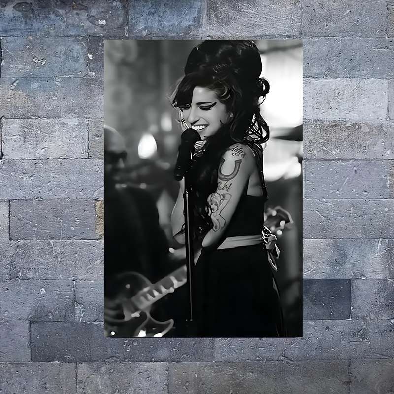 1pc 30.48x45.72 cm Frameless Pop Star Canvas Wall Art Black White Music Poster with Vibrant Per