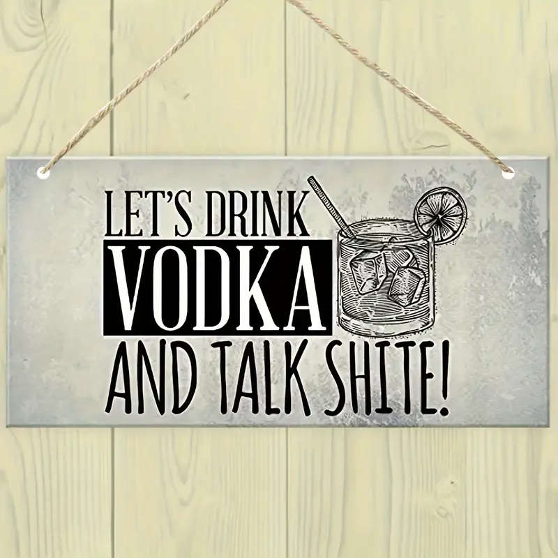 1pc Funny Vodka Quote Wooden Hanging Sign Humorous Man Cave and Home Bar Wall Decor Alcohol Gift Woo