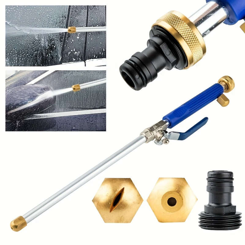 1pc High-Pressure Car Wash Water Gun with Long Aluminum Handle Adjustable Spray Nozzle for Efficient