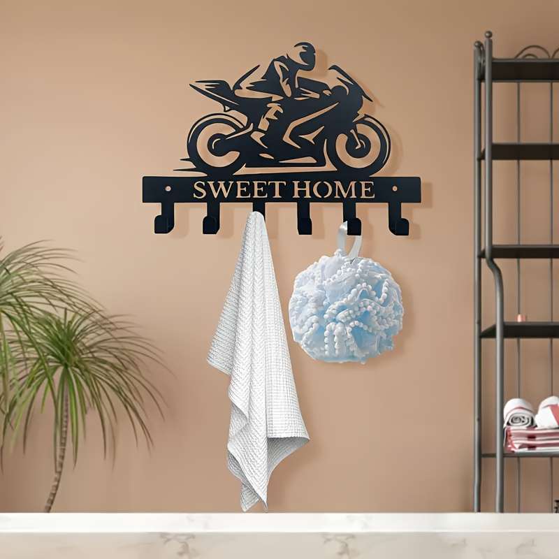 1pc Metal Wall Hanging Decoration Hook Contemporary Motorcycle Rider Creative for Holiday Birthday