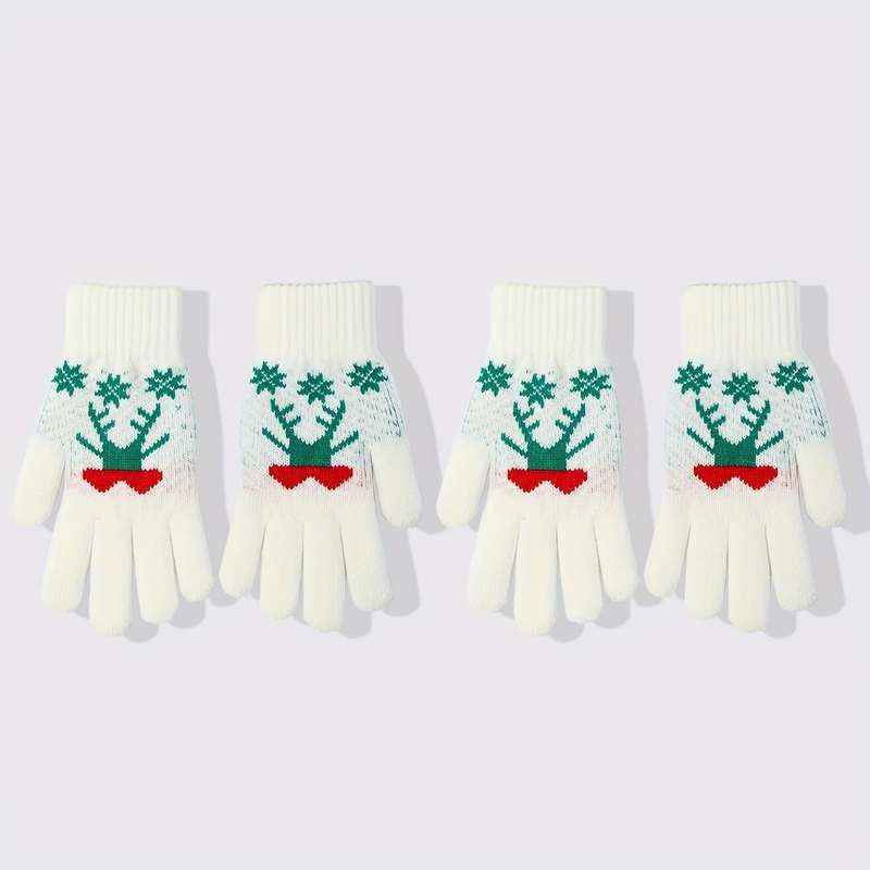 2 Pairs White Gloves One Size Warm Gloves