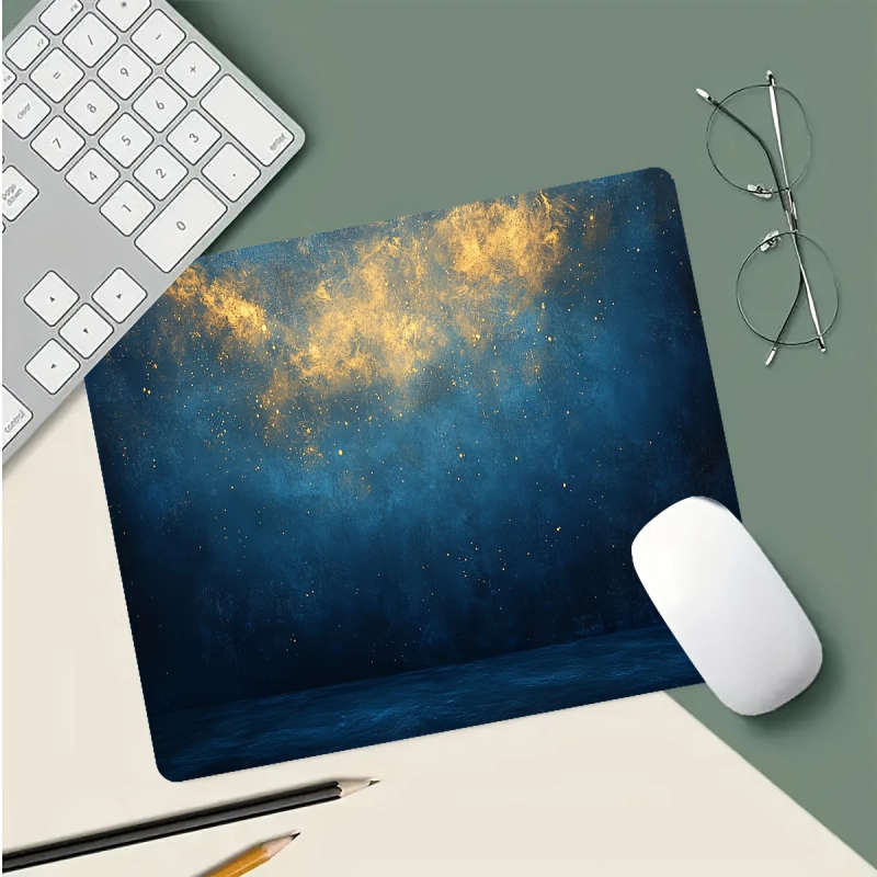 1pc 21x26cm Fantasy Deep Blue Golden Glitter Starry Sky Mouse Pad Soft Touch Office Desk Accessory