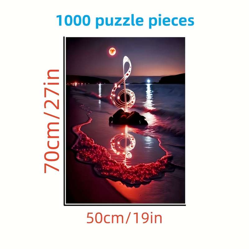 1000pcs Creative Beach Music Notes Puzzle Durable Seamless Jigsaw for Adults Perf