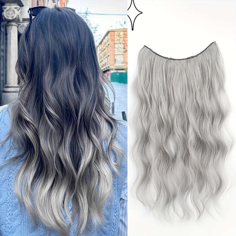 1Pc Grandma Gray 55.88cm Fashion Design Wig
