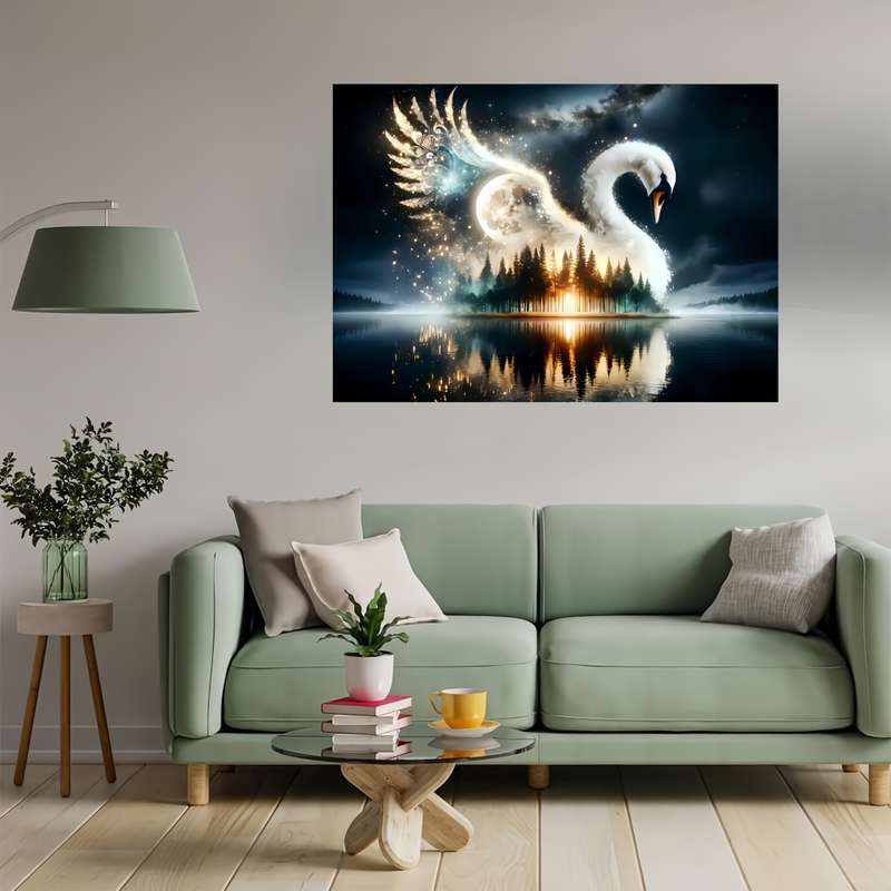 1000pcs Mystical Swan Moon Night Sky Puzzle Challenging DIY Brain Teaser for Adul