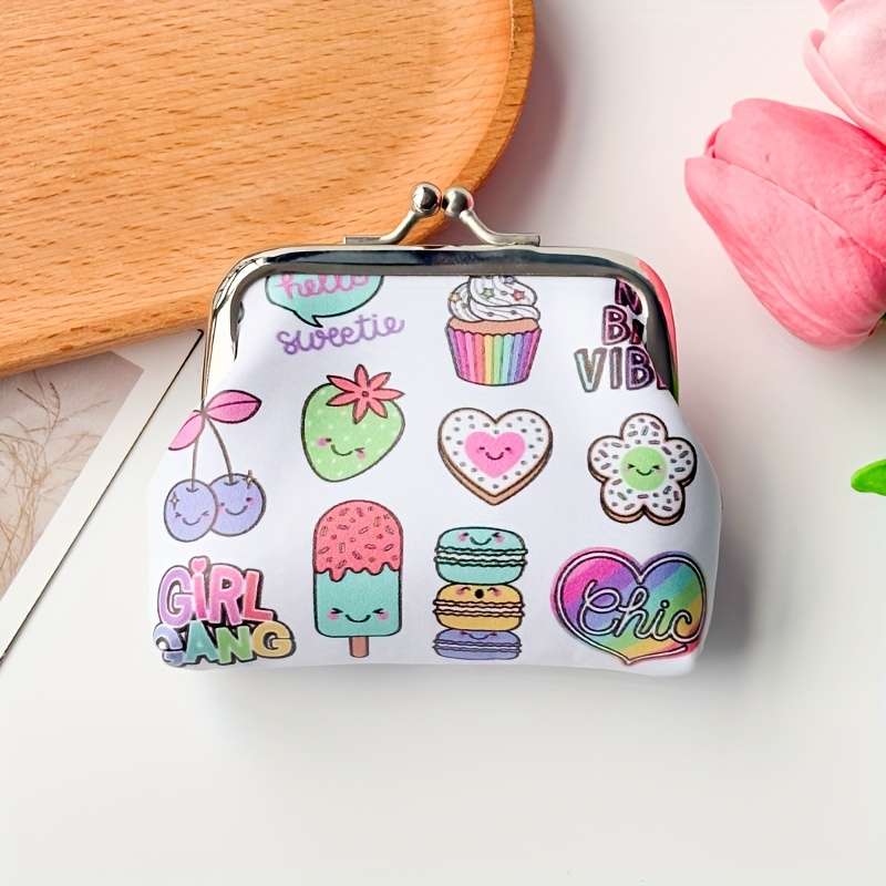 1pc Cute Cartoon Coin Purse Wallet Stylish Mini Storage Pouch for Lipstick Keys Cards Coins