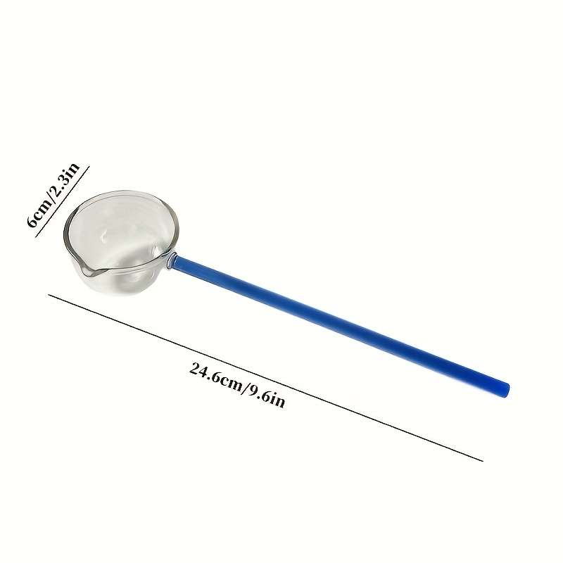 1pc Colorful Transparent Long Handle Glass Spoon High Borosilicate Heat Resistant Dessert Spoon