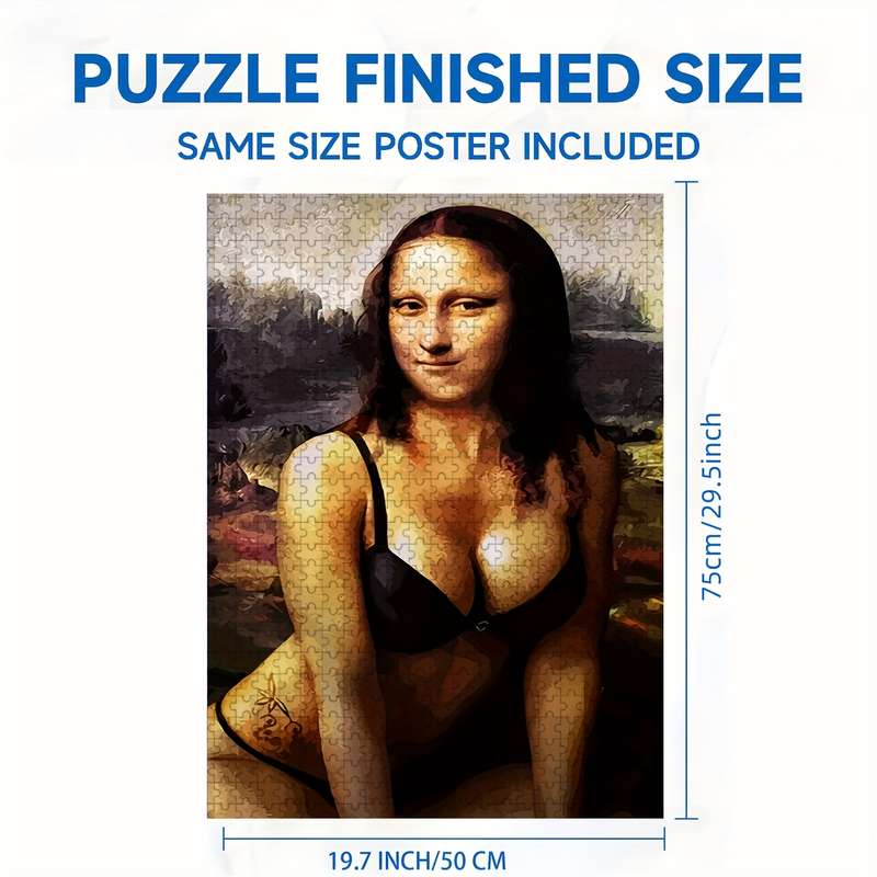 1000pcs Jigsaw Puzzle for Adults Families Funny Mona Lisa Artwork with Vibrant Co