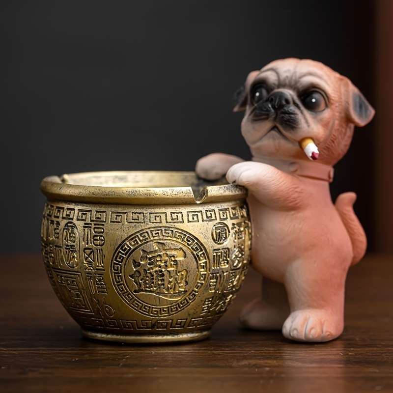1pc Unique Resin Pug Ashtray Creative Cartoon Dog Design for Home Office Hotel Decor Per