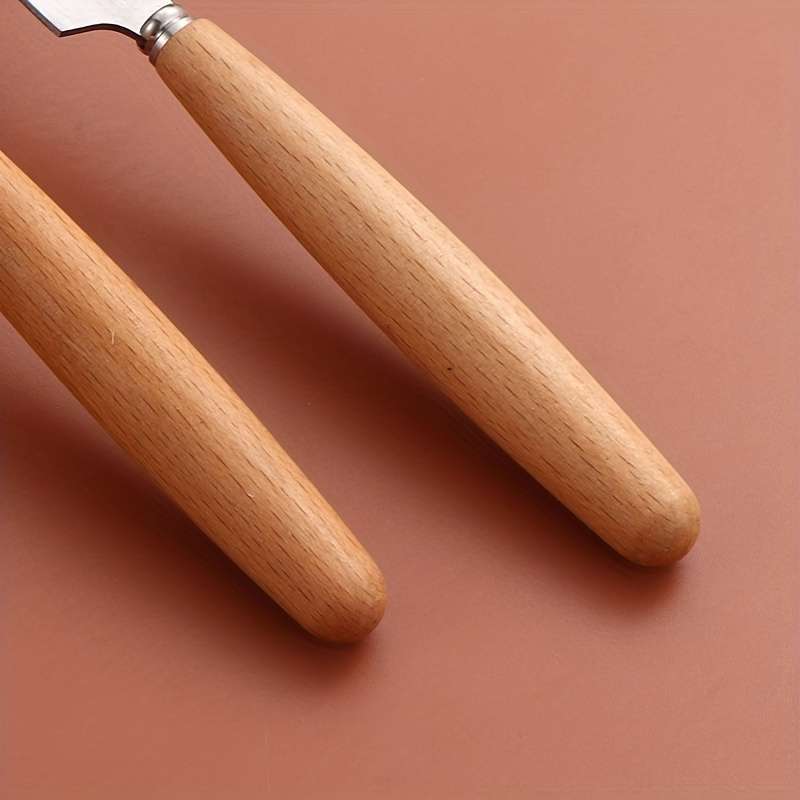 6pcs Stainless Steel Knife Set Beech Wood Handle Wooden Handle Cutlery Knife Steak Knife fo